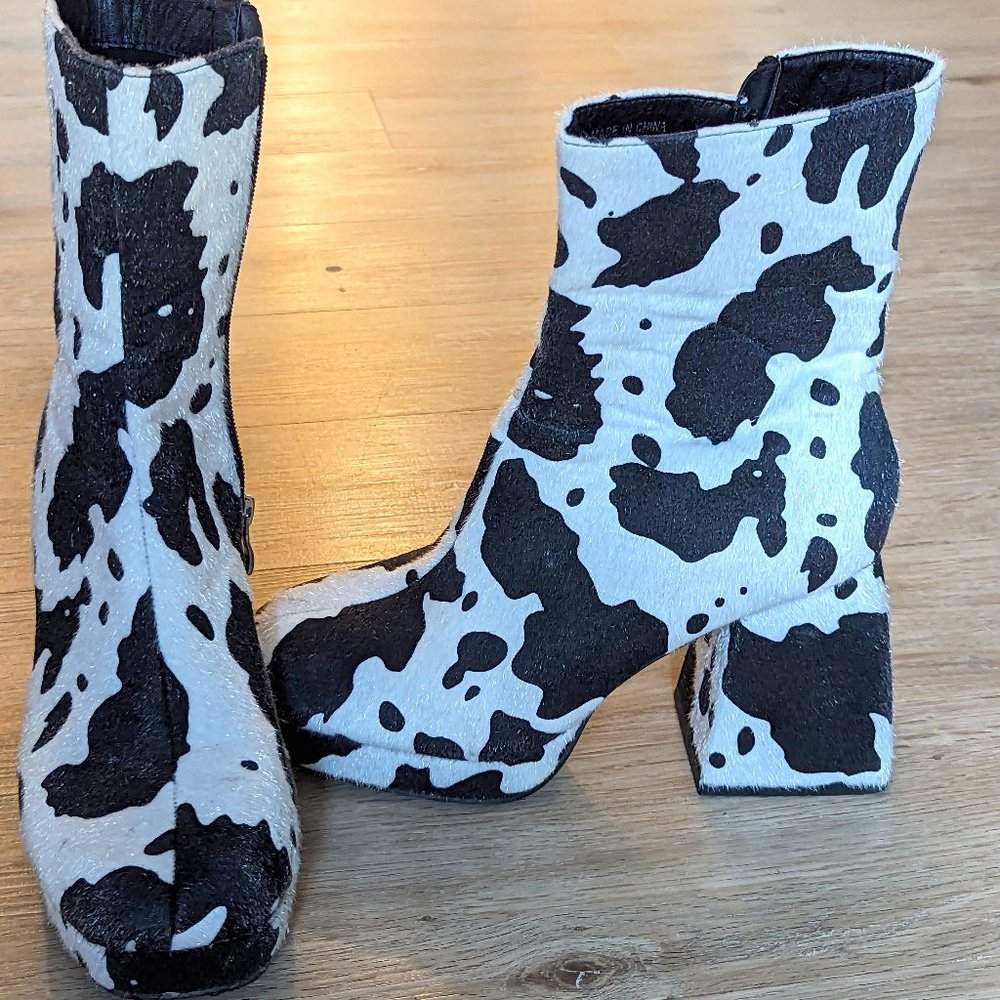 Public Desire Cow Print Boots